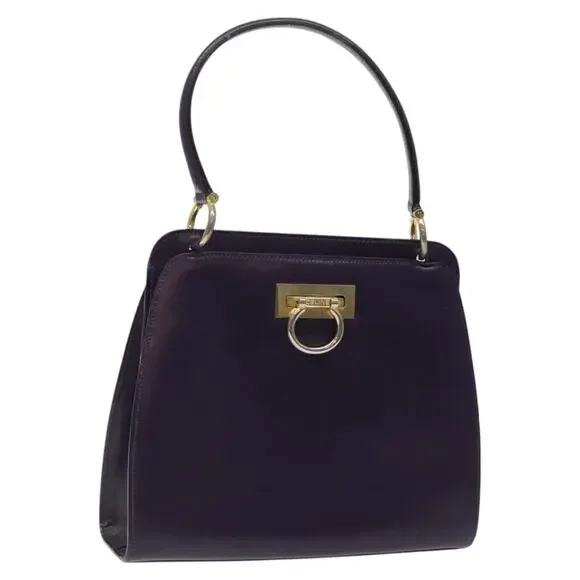 CELINE Hand Bag Leather Purple Gold - Picture 1 of 13